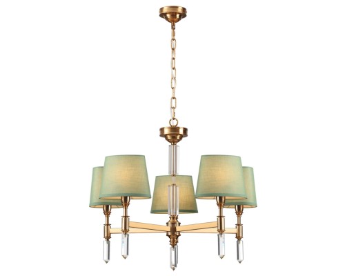4887/5 MODERN ODL_EX22 53 бронзовый/зеленый/абажур ткань Люстра E14 5*40W LONDON