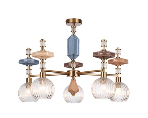 5414/5 MODERN ODL_EX26 античная бронза/терракот/синий/бежевый/коричневый/металл/керамика Люстра E14 5*40W TERRA