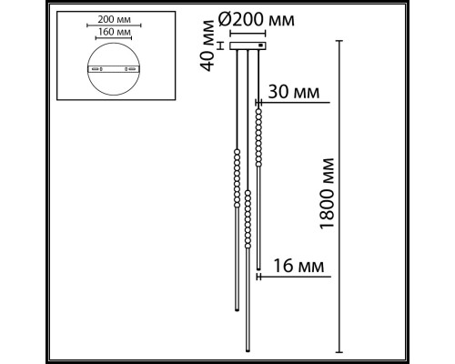 7149/33L HIGHTECH ODL26 221 светильник черный/акрилл/металл IP20 LED 32W 2200Лм 3500K 300° 220V MONELLA