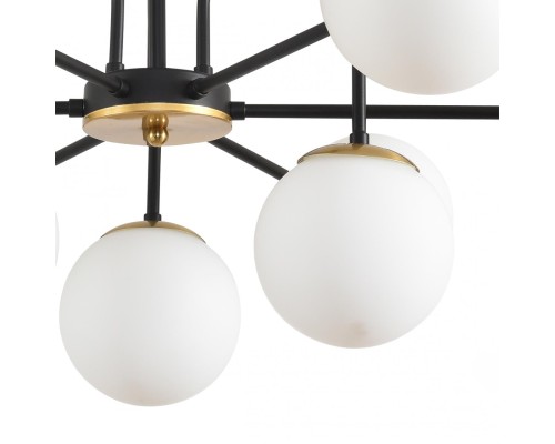 8375/9C MODERNI LN черный/латунь/белый, металл/стекло Люстра потолочная E27 9*60W 220V ELRONA