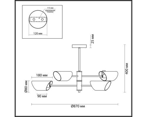 4402/4C MODERNI LN 000 хром, черный Люстра потолочная E14 4*40W 220V NOLAN