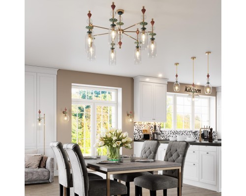 4855/5C CLASSIC ODL_EX21 золото/раноцветн./керамика/стекло Люстра потолочная E14 5*40W BIZET