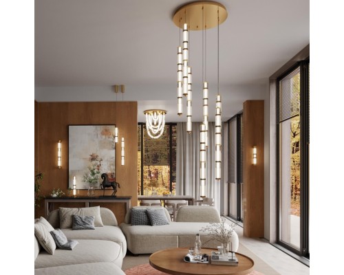 5455/80CL L-VISION ODL_EX26 043 сатин.латунь/терракот/черный Люстра потолочная LED 80W 4000K COLLIER