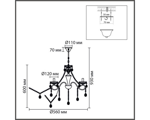 8346/5 CLASSI бронза/прозрачный, металл/хрусталь Люстра потолочная E14 5*40W 220V LUINA