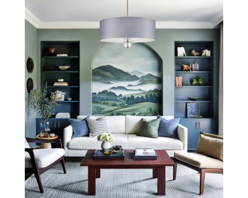 8108/7C MODERNI LN25 латунь титаниум/серый, металл/текстиль/стекло Люстра потолочная E14 7*40W 220V DAMONA