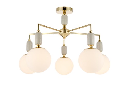 6580/5C CLASSI LN24 французское золото, серый/белый металл, керамика/стекло Люстра потолочная E14 5*40W 220V VIVIEN