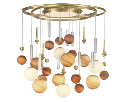 5457/21C MODERN ODL_EX26 051 светлая сатин.латунь/белый/бежевый/коричневый/металл/стекло Люстра потолочная G9 x 20 x 5W + LED 20W 2500K CALLISTO