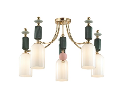 4861/5C CLASSIC ODL_EX21 37 золото/разноцветн./керамика/стекло Люстра потолочная E14 5*40W CANDY