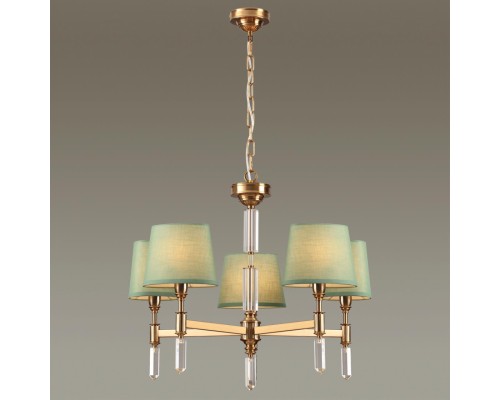 4887/5 MODERN ODL_EX22 53 бронзовый/зеленый/абажур ткань Люстра E14 5*40W LONDON