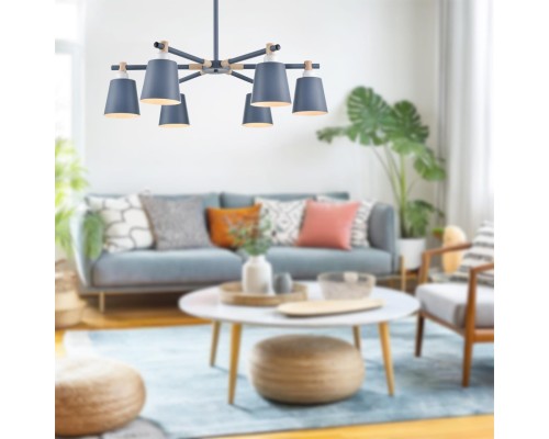 8098/6C MODERNI LN25 синий/синий металл, дерево/металл Люстра потолочная Е27 6*60W 220V ROSALINA