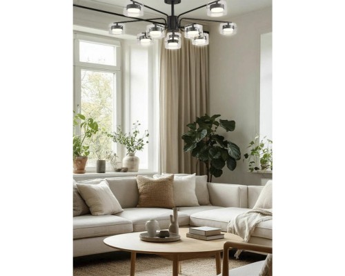 8349/10C COMFI черный/прозрачный, металл/стекло Светильник потолочный LED GX53 10*7W 220V NATALINA