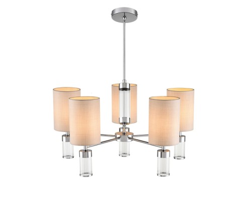 6585/5 MODERNI LN24 хром/бежевый, металл/текстиль, стекло Люстра подвесная E14 5*40W 220V ARNIKA