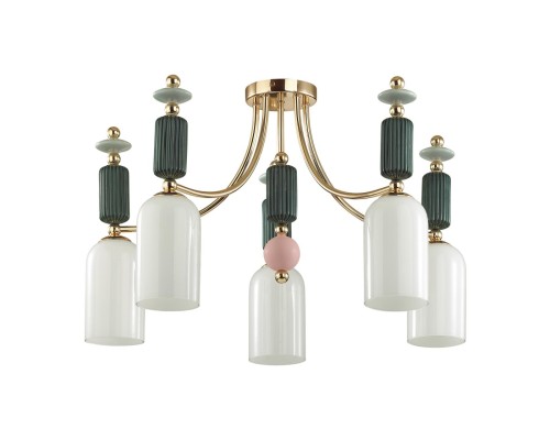 4861/5C CLASSIC ODL_EX21 37 золото/разноцветн./керамика/стекло Люстра потолочная E14 5*40W CANDY