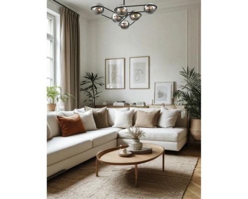 8060/6C COMFI LN24 черный/дымчатый металл/стекло Люстра потолочная E27 6*60W 220V CAMILIE