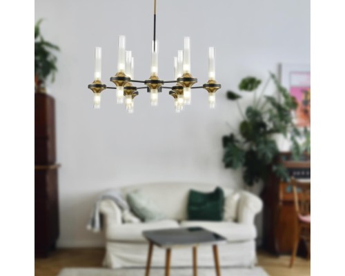 8112/18 NEOCLASSI LN25 черный/бронза/прозрачный, металл/стекло Люстра потолочная G9 18*30W 220V TAMARESA