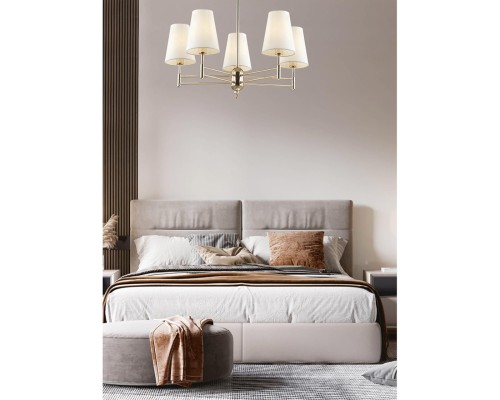 Люстра потолочная Lumion 4436/5C Doris золотой, белый E14 5*40 Вт