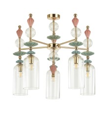 Люстра потолочная Odeon Light 4855/5C CLASSIC ODL_EX21 золото/раноцветн./керамика/стекло E14 5*40W BIZET