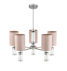 6585/5 MODERNI LN24 хром/бежевый, металл/текстиль, стекло Люстра подвесная E14 5*40W 220V ARNIKA