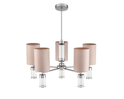 6585/5 MODERNI LN24 хром/бежевый, металл/текстиль, стекло Люстра подвесная E14 5*40W 220V ARNIKA