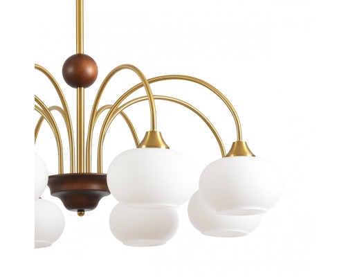 8323/8C MODERNI LN латунь/белый, металл/стекло/дерево Люстра потолочная E27 8*60W 220V LARINA