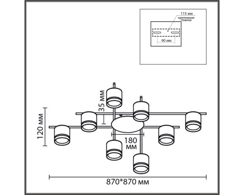 8362/8C COMFI LN 000 черный, металл/акрил Светильник потолочный GX53 LED 8*7W 220V BERTY