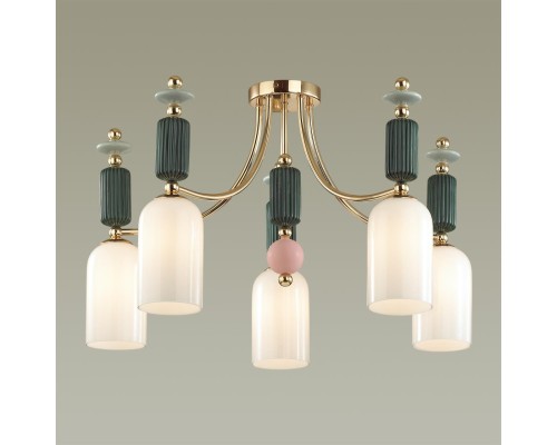 4861/5C CLASSIC ODL_EX21 37 золото/разноцветн./керамика/стекло Люстра потолочная E14 5*40W CANDY