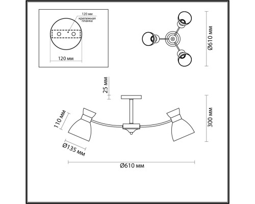 4535/3C COMFI LN21 057 матовое золото Люстра потолочная E27 3*60W 220V WILMA