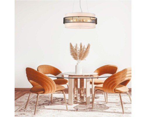 8002/6C MODERNI LN24 белый, черный металл/металл, текстиль Потолочный светильник Е27 6*60W 220V ANIMAISA