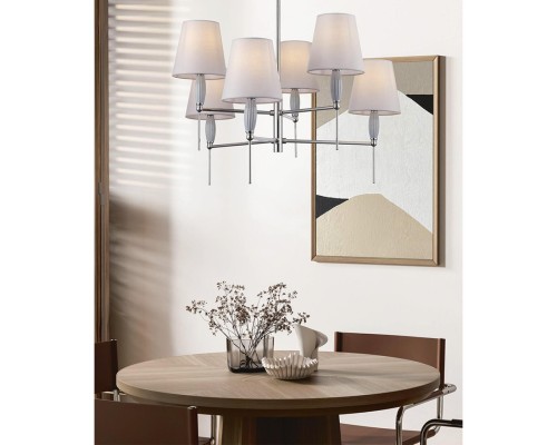 8279/6 CLASSI хром/серый, металл/керамика/текстиль Люстра Е14 6*40W 220V KARMEN