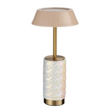 5454/8TLA L-VISION ODL_EX26 010 светлая бронза/бежевый/жемчужный/металл/керамика Настольная лампа беспроводная LED*8W 3000K LULU