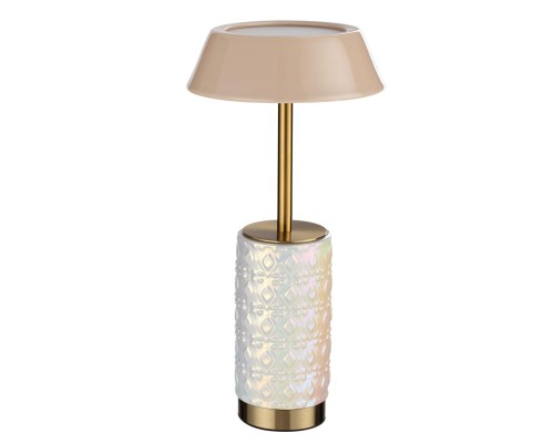 5454/8TLA L-VISION ODL_EX26 010 светлая бронза/бежевый/жемчужный/металл/керамика Настольная лампа беспроводная LED*8W 3000K LULU