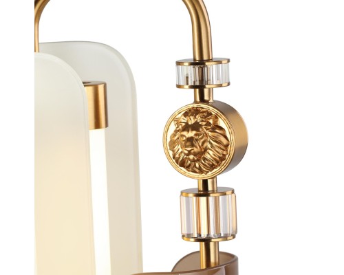 5467/10TL MODERN ODL_EX26 049 белый/коричневый/античная бронза/металл/стекло/декор металл Настольная лампа LED 10W (5W*2) 2700K LION