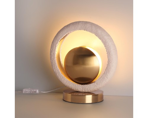 5443/1T HALL ODL_EX25 111 сатинированн.латунь/беж./металл/полирезин Настольная лампа 1*G9 LED*6W SATURN