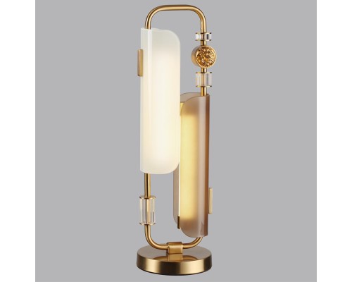 5467/10TL MODERN ODL_EX26 049 белый/коричневый/античная бронза/металл/стекло/декор металл Настольная лампа LED 10W (5W*2) 2700K LION