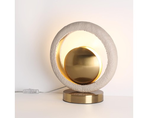 5443/1T HALL ODL_EX25 111 сатинированн.латунь/беж./металл/полирезин Настольная лампа 1*G9 LED*6W SATURN