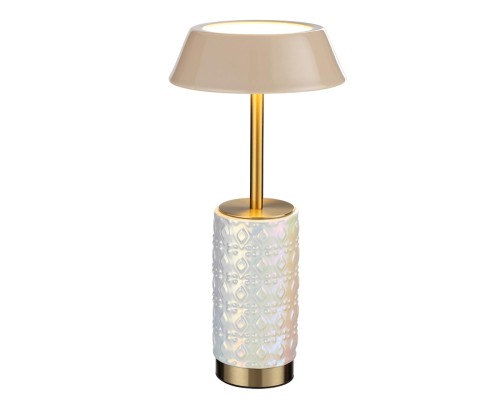 5454/8TLA L-VISION ODL_EX26 010 светлая бронза/бежевый/жемчужный/металл/керамика Настольная лампа беспроводная LED*8W 3000K LULU
