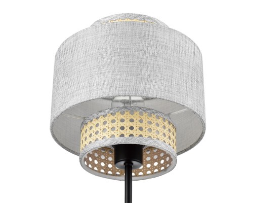 8043/1T MODERNI LN25 черный/серый/бежевый, металл/текстиль/ротанг Настольная лампа Е27 1*60W 220V LAUNA