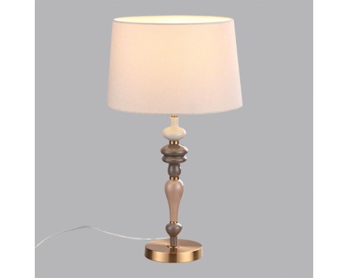 5040/1T CLASSIC ODL24 371 античн.бронза/беж.абажур/металл/керамика Насттол.лампа E27 1*60W HOMI