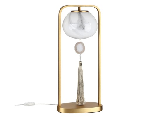 5432/1T MODERN ODL_EX26 золотой(под латунь)/стекло/кисточка/агат Настольная лампа E14 1*40W FIOLENT