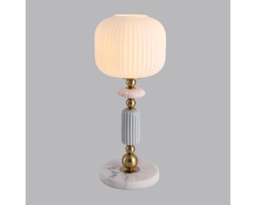 8334/1T MODERNI LN26 32 бронза/белый, металл/керамика/стекло Настольная лампа E27 40W 220V ALEGRA