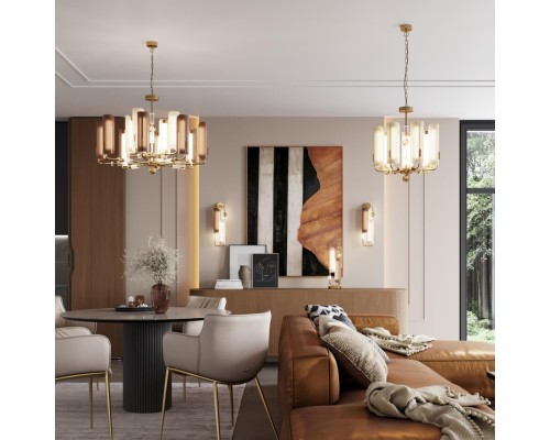 5467/10TL MODERN ODL_EX26 049 белый/коричневый/античная бронза/металл/стекло/декор металл Настольная лампа LED 10W (5W*2) 2700K LION