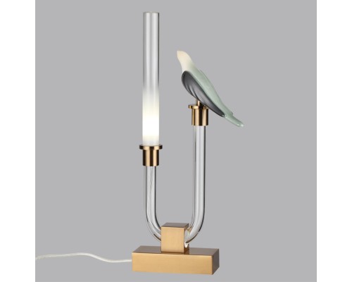 5431/2TL L-VISION ODL_EX25 125 золотой(под латунь)/белый градиент/беж./зеленый/ металл/стекло/керамика Настольная лампа LED 2W 4000K LARK