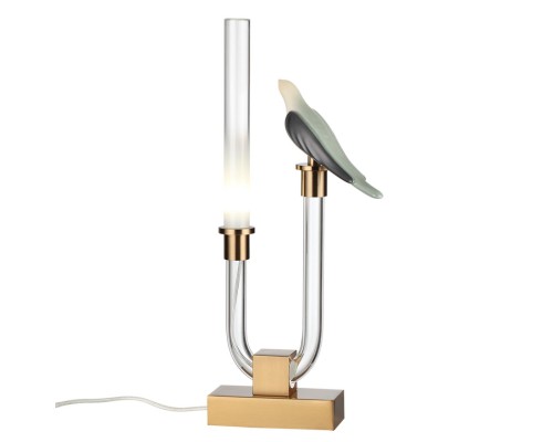 5431/2TL L-VISION ODL_EX25 125 золотой(под латунь)/белый градиент/беж./зеленый/ металл/стекло/керамика Настольная лампа LED 2W 4000K LARK