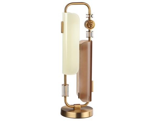 5467/10TL MODERN ODL_EX26 049 белый/коричневый/античная бронза/металл/стекло/декор металл Настольная лампа LED 10W (5W*2) 2700K LION