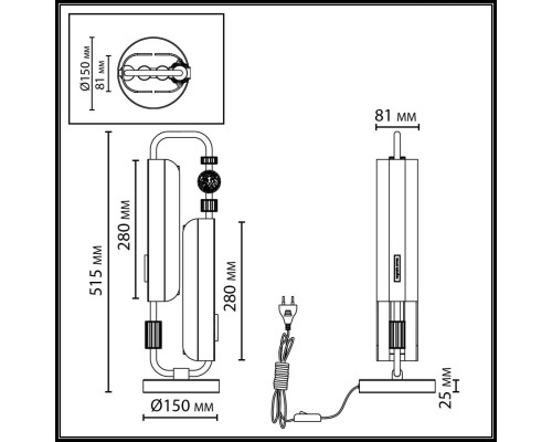 5467/10TL MODERN ODL_EX26 049 белый/коричневый/античная бронза/металл/стекло/декор металл Настольная лампа LED 10W (5W*2) 2700K LION