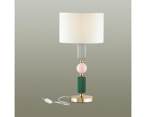 4861/1T CLASSIC ODL_EX21 золото/раноцветн./керамика/абажур Настольная лампа E27 1*60W CANDY