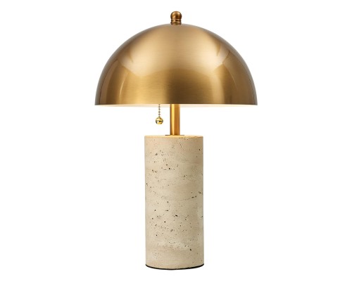 7089/2T MIDCENT ODL25 233 Настольный светильник с выкл. Бронзовый/металл/камень травертин IP20 2*LED E14 7W 220V RUFINA