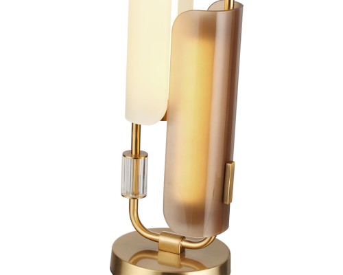 5467/10TL MODERN ODL_EX26 049 белый/коричневый/античная бронза/металл/стекло/декор металл Настольная лампа LED 10W (5W*2) 2700K LION