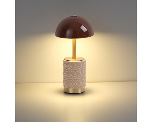 5453/3TL L-VISION ODL_EX26 светлая бронза/кофейный/бежевый/металл/керамика Настольная лампа беспроводная LED*3W 3000K LULU