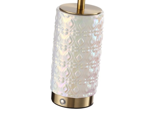 5454/8TLA L-VISION ODL_EX26 010 светлая бронза/бежевый/жемчужный/металл/керамика Настольная лампа беспроводная LED*8W 3000K LULU